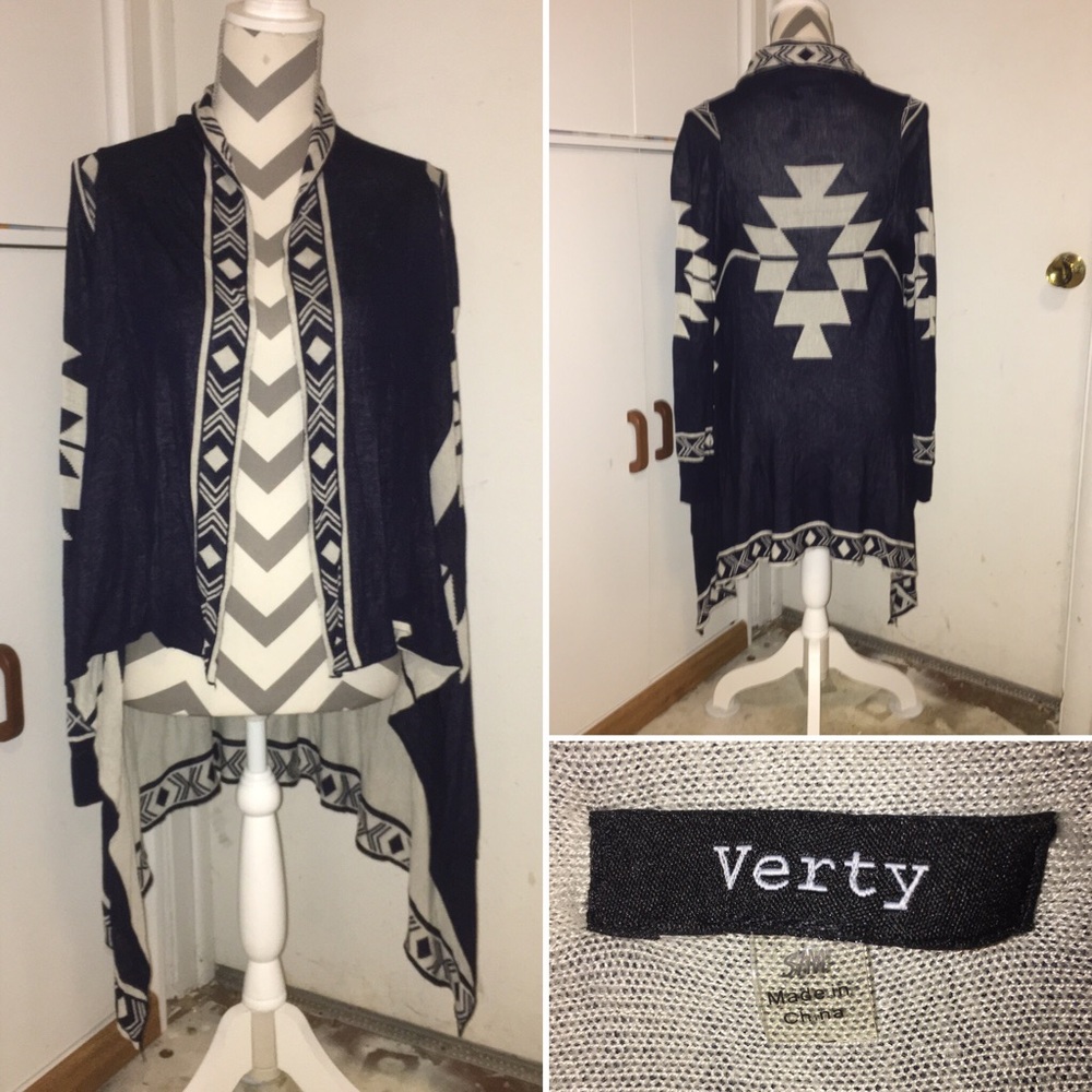 VERTY | Aztec print hi/lo duster sweater